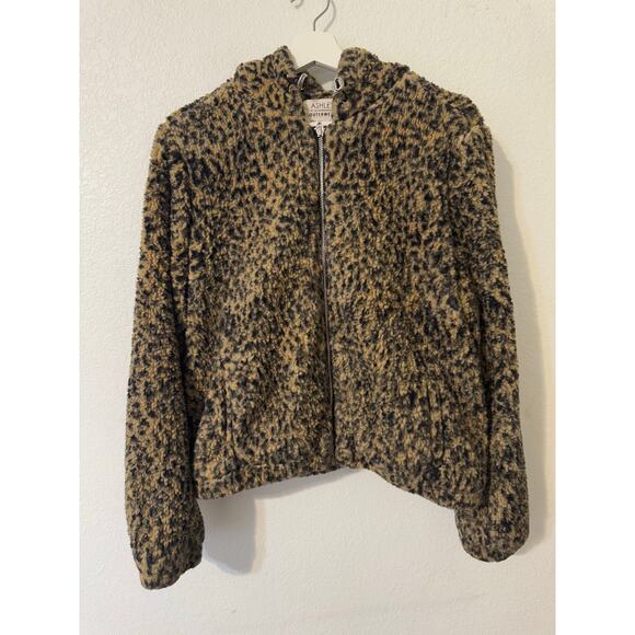 Ashley by 26 International Outerwear Leopard Jacket‎ Hoodie Size Large - Picture 1 of 9